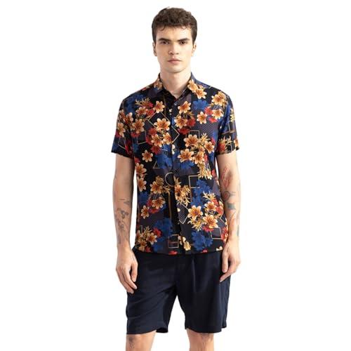 snitch floral black viscose shirt