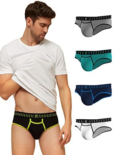 xyxx men's underwear vibe intellisoft antimicrobial micro modal brief pack of 5 (navigate & black ; white & black ; black & lime punch ; black iris & brilliant blue ; steel grey & black; s)