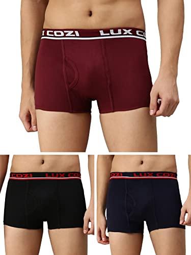 lux cozi bigshot men's pack of 2 black & maroon semi long trunk (size : 80cm)