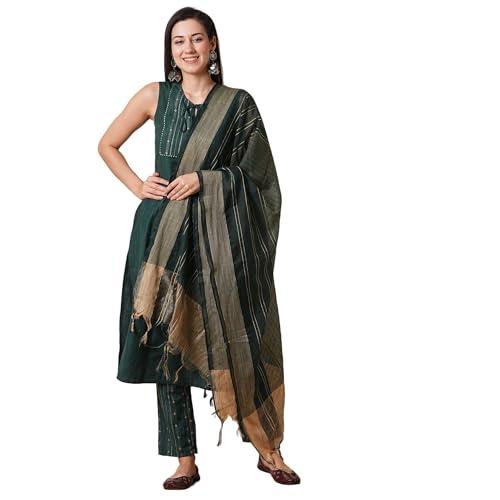 globus women kurta set (gs564775_green_xl)