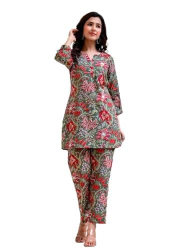 leriya fashion ethnic kurta co ord set for women(m, green)