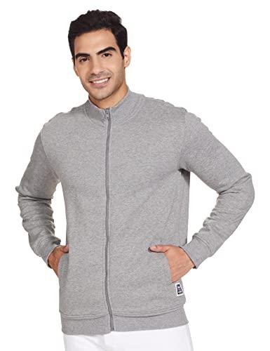 amazon brand - symbol men's regular cotton blend high neck sweatshirt (aw18mnssw03_mid grey mel_xl)