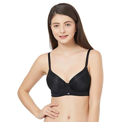 soie women's semi/medium coverage padded wired jacquard t-shirt bra