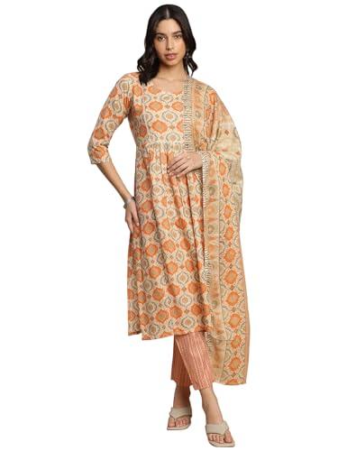 hritika women's orange cotton printed kurta set with dupatta_(hrkr5_hrkbd0141ornge_xxl)