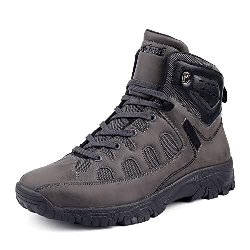 bacca bucci® snowball 6 inches moto inspired mountaineering backpacking hiking/trekking outdoor boots for men for beginners- grey, size uk8