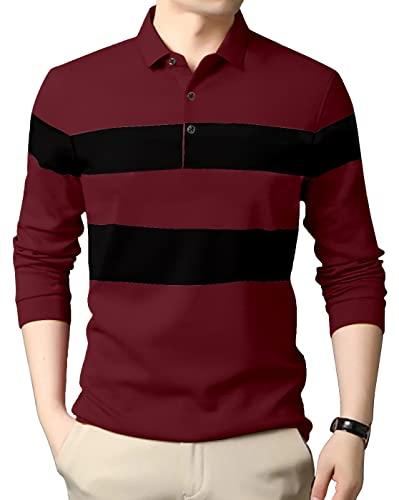 ausk men's polo t-shirt || tshirt for men polo||full sleeves t shirt for mens wine