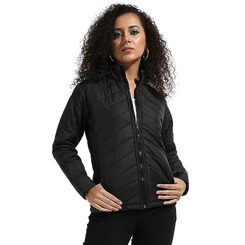 campus sutra women's car coat (cbcsw23_jkbom_w_pln_bl_black-01_s)