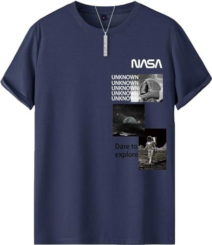 lymio men t-shirt || t-shirt for men || printed t shirt || round neck t-shirt (nasa) (2xl, blue)