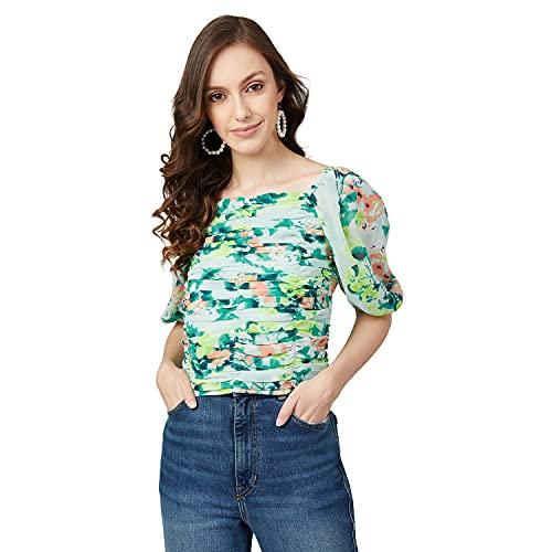 rare women's floral regular fit blouse (ep7010_green s)