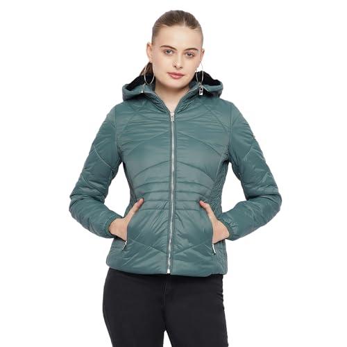 madame hooded green quilted jacket