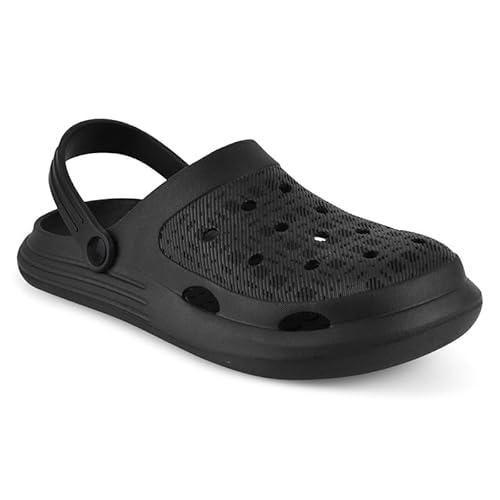 paragon men's casual black clogs | stylish waterproof, lightweight clogs for men with durable anti-skid sole | ideal for outdoor use