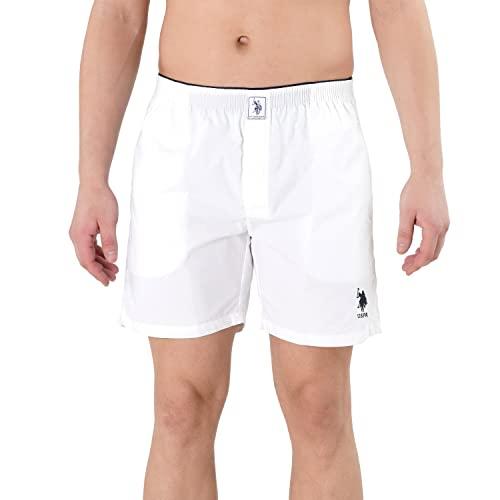 u.s. polo assn. mens pure cotton brushed elastic i108 boxers - pack of 1 (white xl)