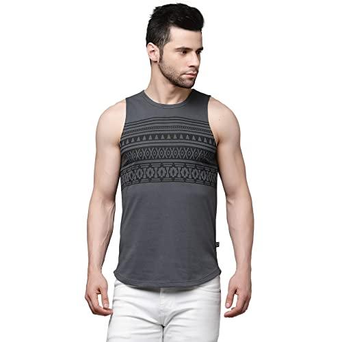 rigo stylish cotton printed vest for men | round neck, slim fit, sleeveless t-shirt vest for men | casual innerwear sando for men & boys - perfect for workouts gym, vacations, and beaches grey