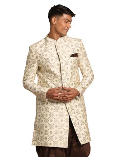 vastramay men's beige silk blend sherwani only top-mj5_vasmsw027_40