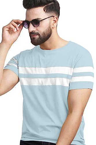 ausk t shirts for mens round neck half sleeves (color-sky blue,size-s)