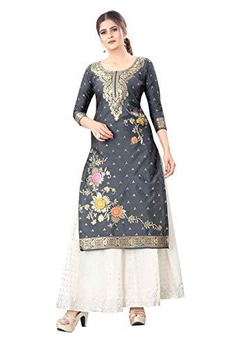 silk land women's woven design grey soft silk unstitched dress material (szdmgy-30)