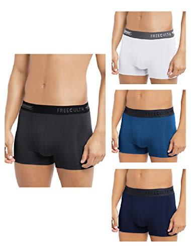 freecultr men's underwear anti bacterial micromodal airsoft trunk - non itch no chaffing sweat proof - ash grey,cloud white,midnight blue,prussian blue size l pack 4