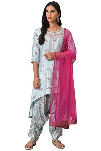 w for woman women's viscose kurta (22auws18255-119055_blue_18)