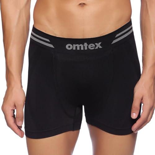 omtex men's athletic seamless short stretchable with cup pocket, ideal for workout and sports quick dry moisture wicking underwear black - x-small