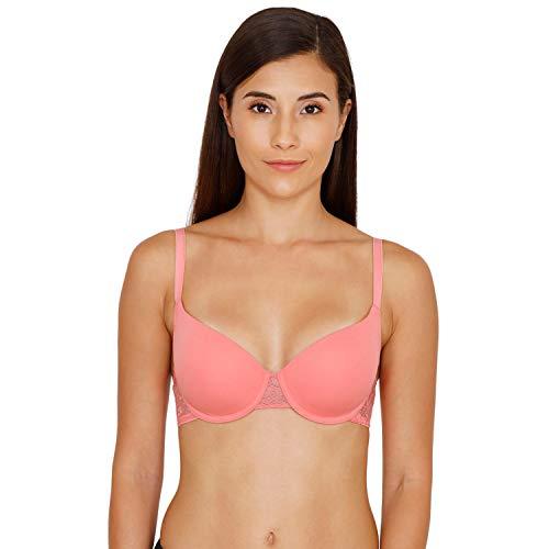 zivame women's synthetic padded underwire t-shirt bra pink