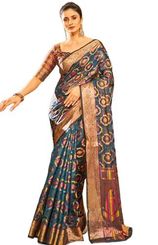 swornof women's kanjivaram banarasi silk saree for patola festival wedding silk with rich pallu design sarees for women with blouse piece