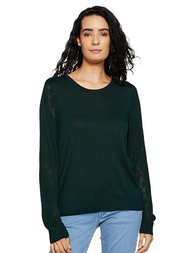 pepe jeans women's viscose round neck sweater (pl702127_green_bottle