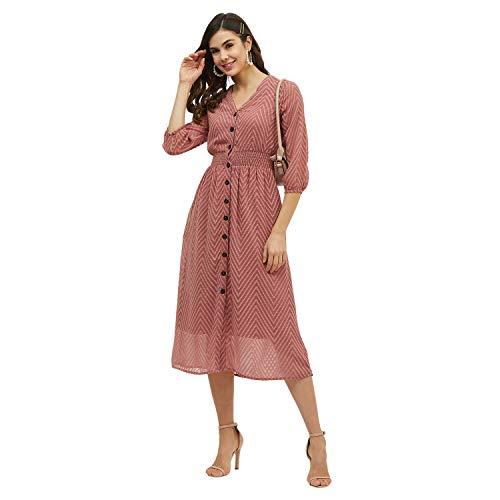 harpa women's cotton a-line standard length dress (gr5976_pink_l)