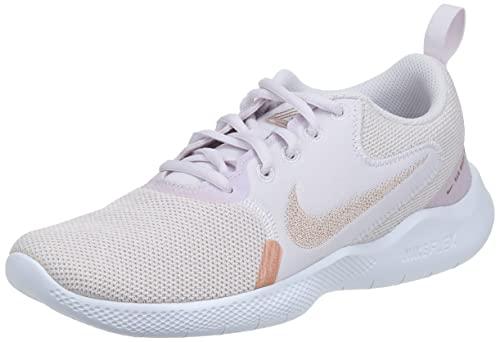 nike womens flex experience run 10 champagne/light violet/white/metallic red running shoe - 4 uk (ci9964-600)