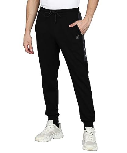 alan jones clothing men side panel detail cotton joggers track pant (black_xxl )