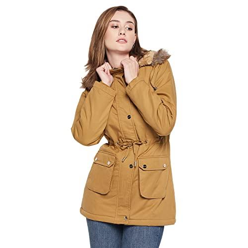 okane women tan lightweight longline hooded parka jacket