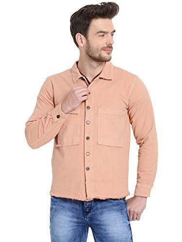 kotty men full sleeve denim jacket (pink;s;38)