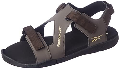 reebok men textile/synthetic ezra sandal swim sandal stone/black/utility beige uk-10