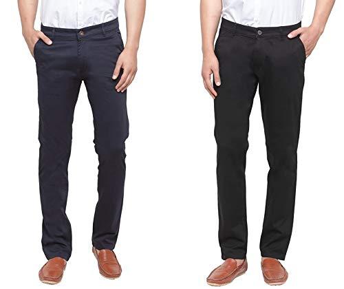 ben martin men's regular fit casual trouser (pack of 2) (cmb-trs-black-trs-blue-32-01_black & blue_32)