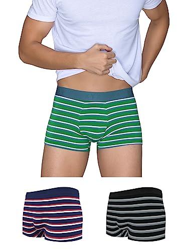 xyxx men's modal slim striped (pack of 3) cr59_trunk_01_2_3_amazon green+cardinal blue+black noir