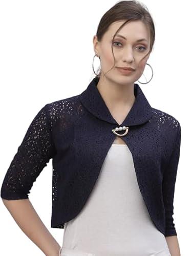 style quotient women navy blue crop shrug