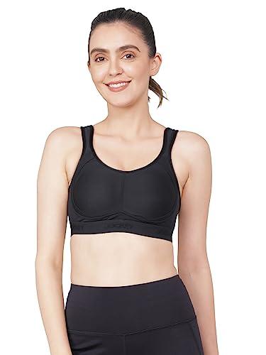 jockey mi11 women's wirefree non padded microfiber elastane stretch full coverage performance sports bra with staydry treatment_black_34d