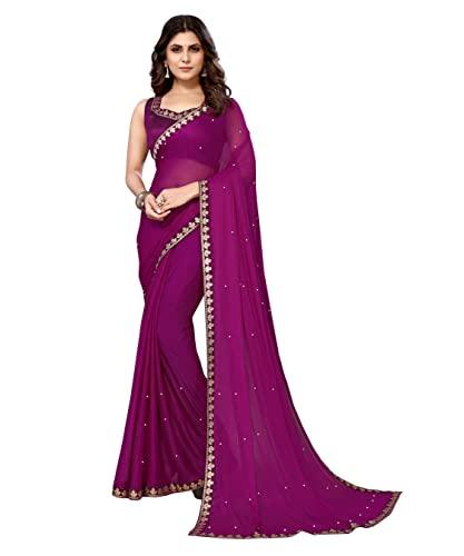 yashika women's lycra blend saree (aariya purple