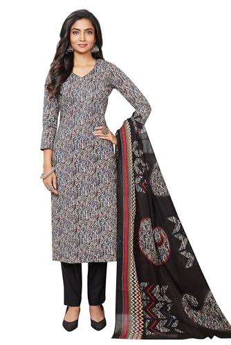 miraan unstitched printed cotton salwar suit material for women (band2911, black, free size)