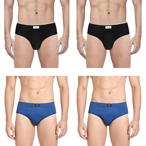 pepe jeans cotton regular solid mens brief (pack of 4) (clb01_black|classic blue_xxl)