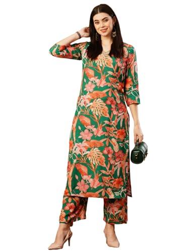 anni designer women's cotton blend straight printed kurta with palazzo (chinki green-nw_5xl_green_xxxxx-large)