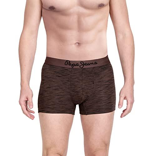 pepe jeans innerwear men's cotton trunks (pack of 1) (opt02-01_chocolate space dyed_70-75_chocolate space dyed_75 cm)