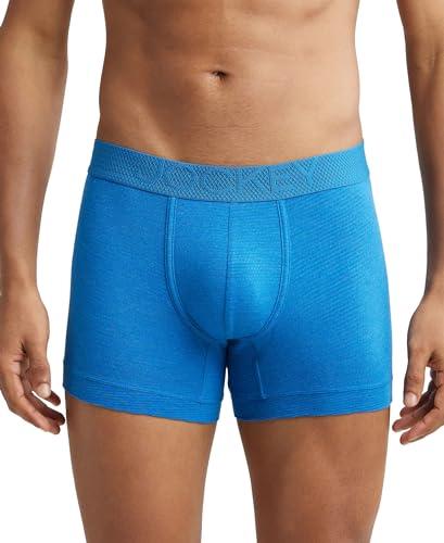 jockey lm06 men's bamboo cotton elastane mesh trunk with ultrasoft waistband and stay dry treatment_move blue melange_l