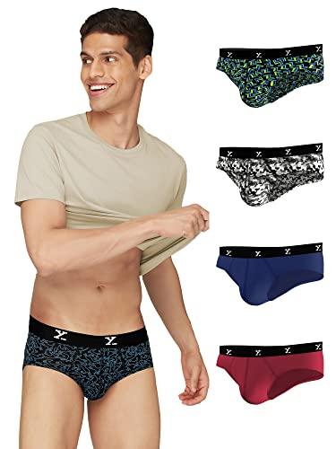 xyxx men's underwear shuffle intellisoft antimicrobial micro modal brief pack of 5 (camo monocrom;lighting bolt;yoga pet;twilight blue;rio red; xl)