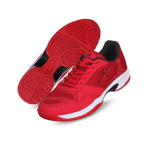 vector x xplode 2.0 tennis/badminton court shoe, elegent design, rubber sole, slip resistance, lightweight, eva insocks for comfort (red-black, size-8)