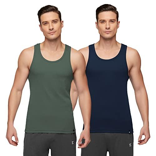 xyxx men's super combed cotton round neck ribbed vest - high moisture absorbing innerwear for men with anti-microbial silver finish