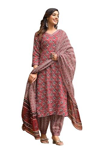 klosia women straight block printed kurta and pant set with dupatta | ethnic set | dupatta set | suit set | kurta set | wedding suit | (x-large)