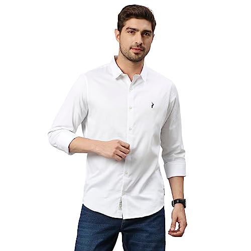 thomas scott mens solid slim fit casual shirt with spread collar and long sleeve white