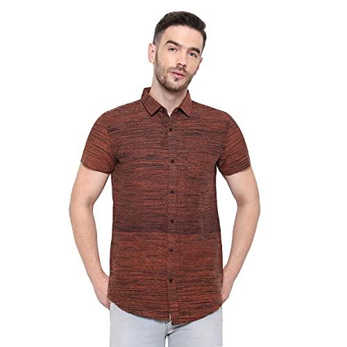 latest chikan men's cotton self design half sleeves shirt lc_a_hs-dk-br-36