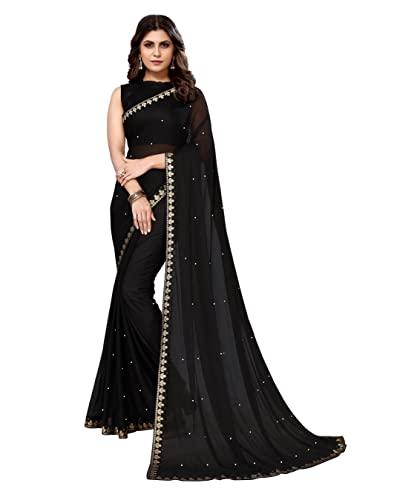 yashika women's lycra blend saree (aariya black