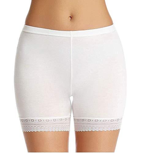 glamoras women's cotton lace high coverage stretch mid waist boy shorts - free size | bike cycling slip yoga shorts under dresses undershorts for women & girls (pack of 1, white)